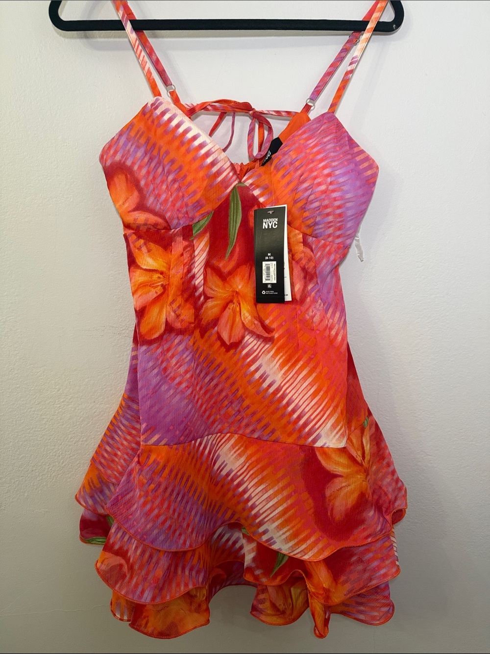 NYC Pink Orange Floral Ruffle Girls One-Piece